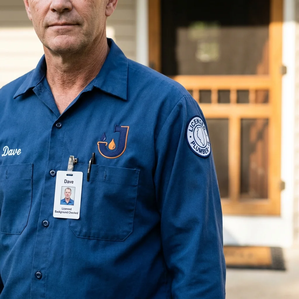 Licensed plumber showing ID badge in Spotswood, NJ