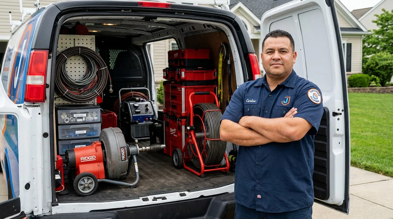 Professional drain cleaning equipment and Johns Plumbing LLC plumber in Spotswood
