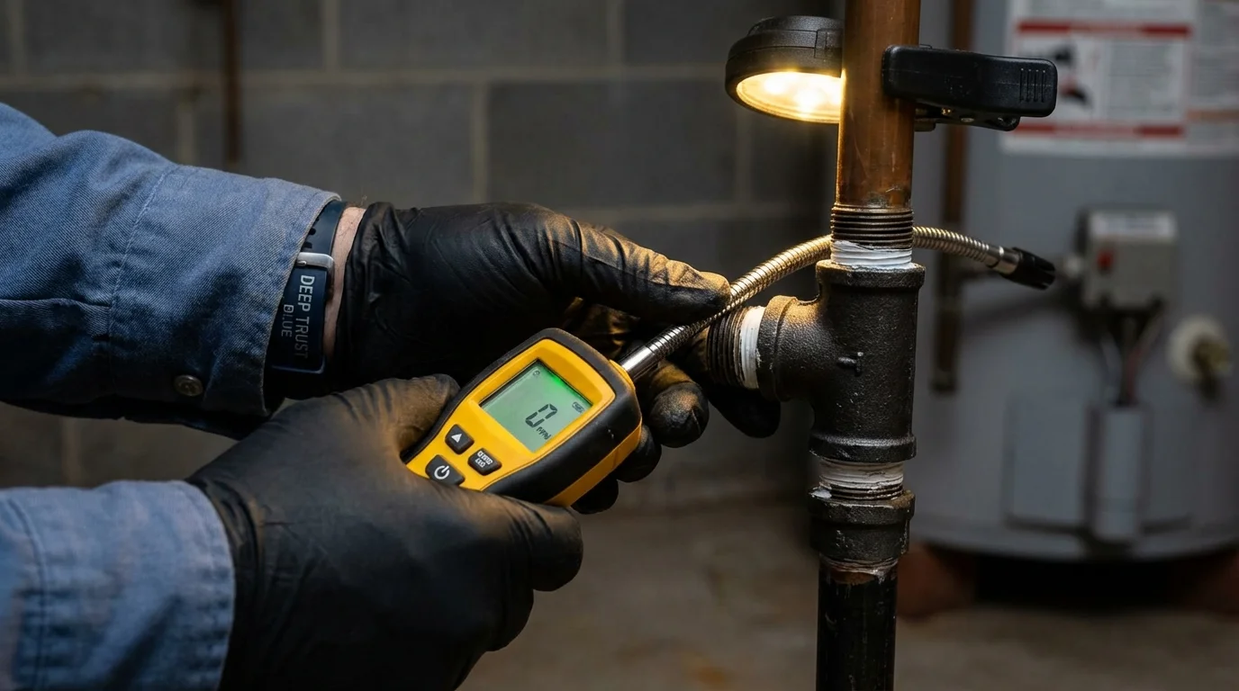 Gas leak detection with electronic sniffer by Johns Plumbing LLC in Spotswood