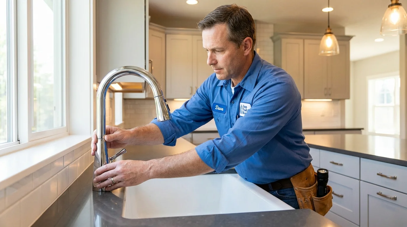 Kitchen faucet installation by Johns Plumbing LLC in Spotswood