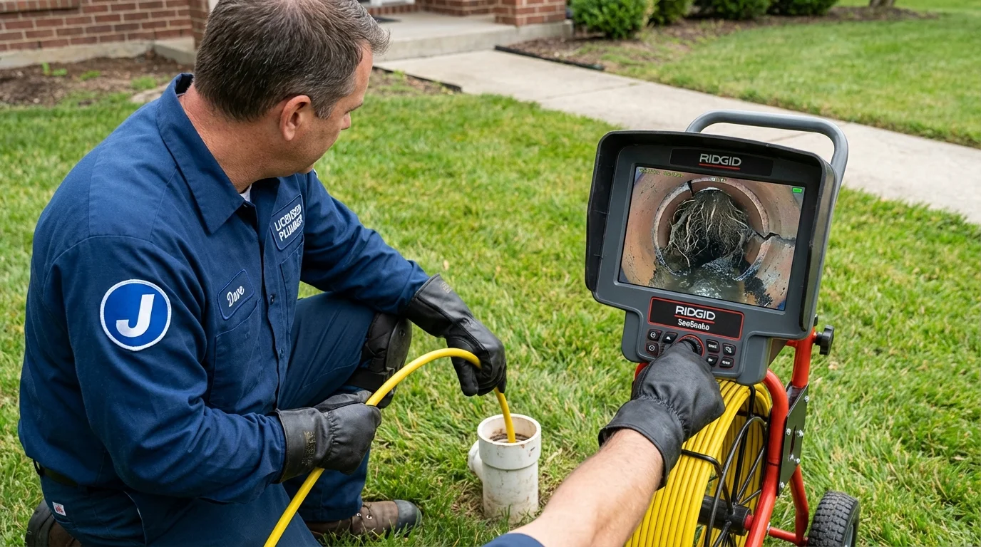 Sewer camera inspection being performed by Johns Plumbing LLC in Spotswood