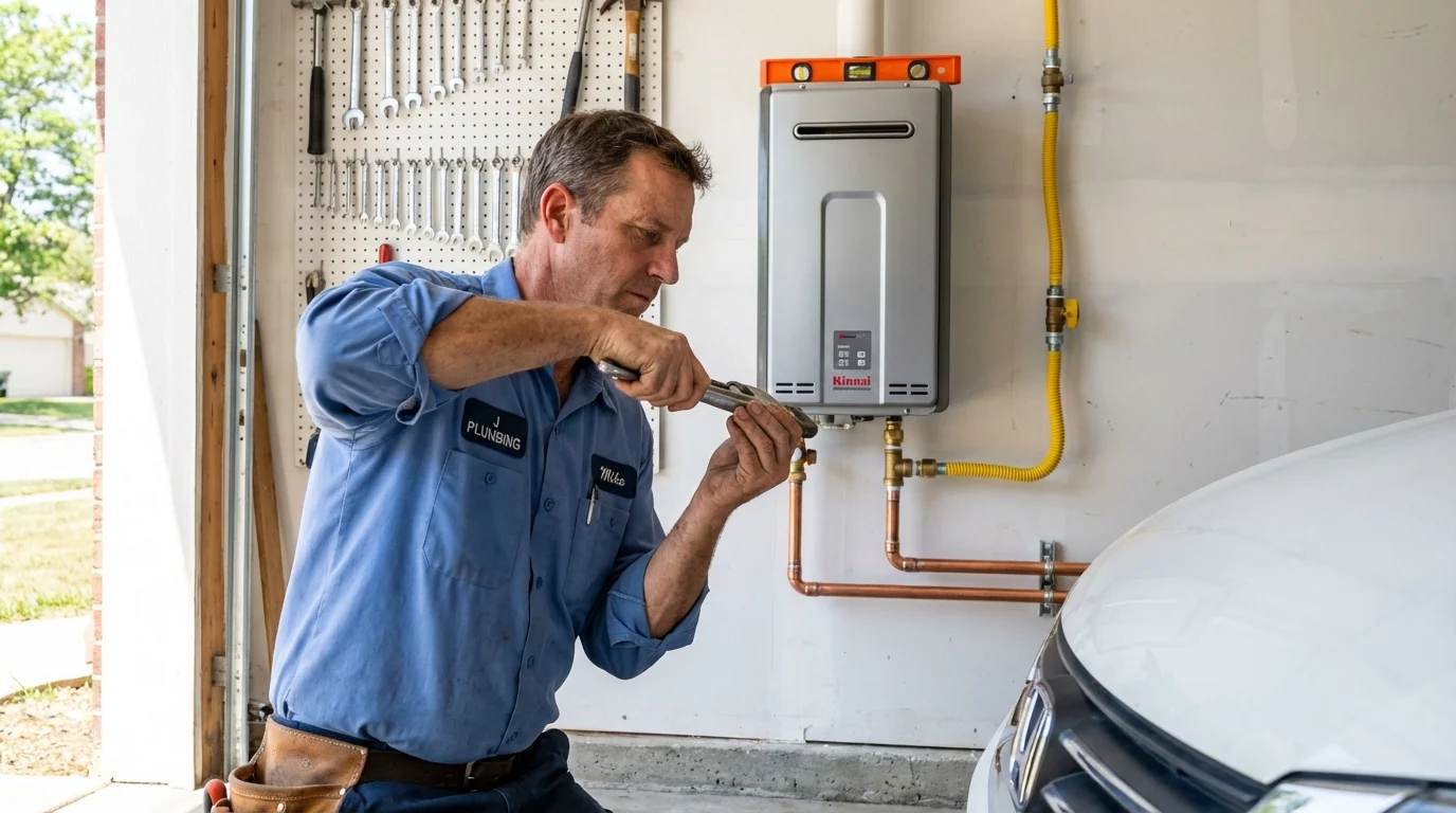 Tankless water heater installation by a Johns Plumbing LLC plumber in Spotswood